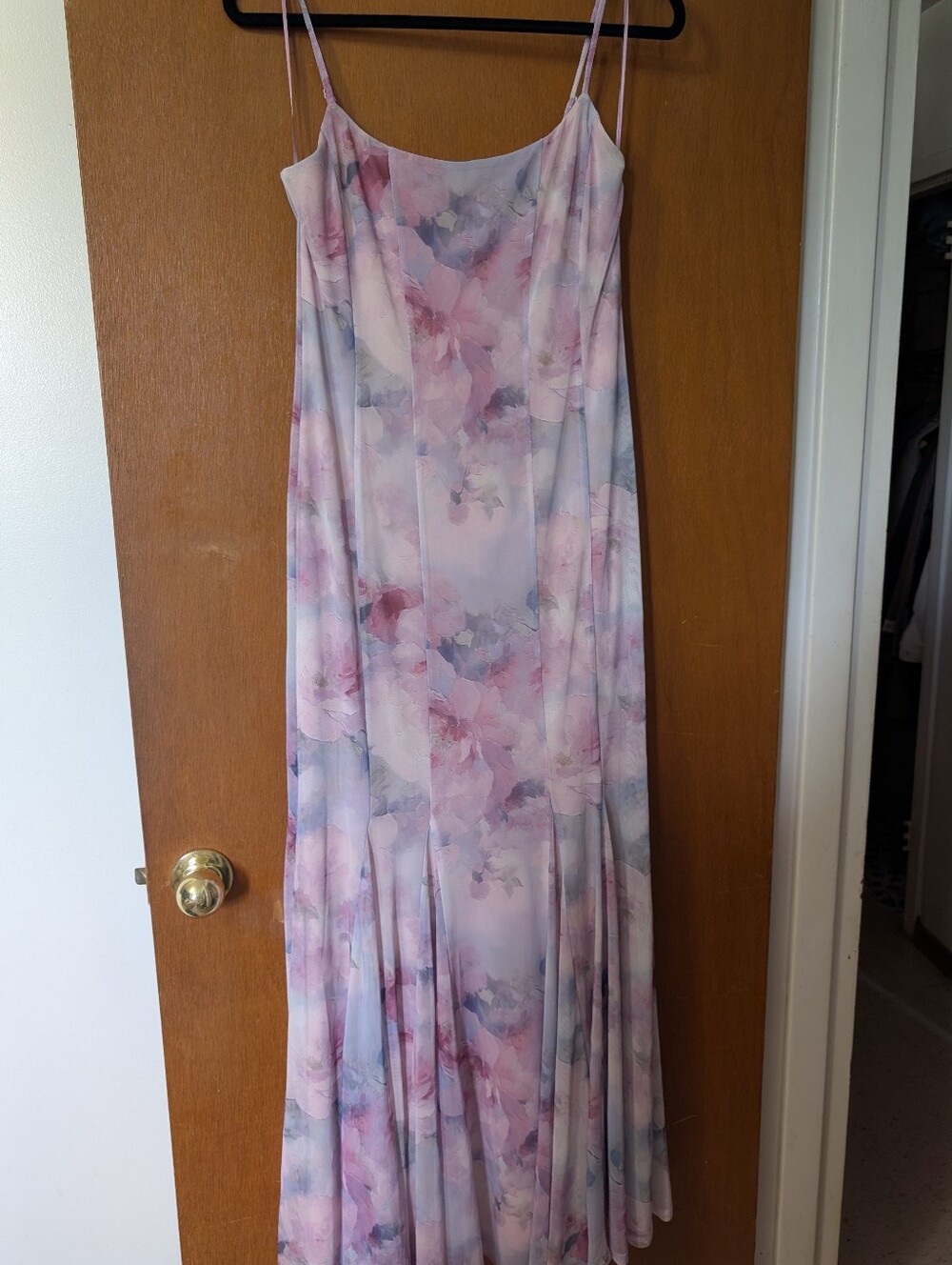 Dynamite Pink Floral Slip Maxi Dress with Spaghetti Straps